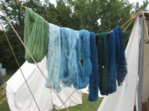 variety of blue and green wool